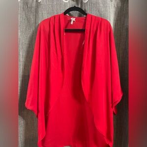 MOA USA Red Draped Open Front Kimono Cardigan